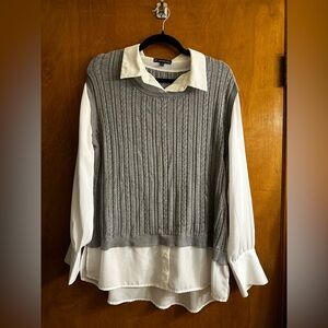 Adrianna Papell Textured Gray Sweater